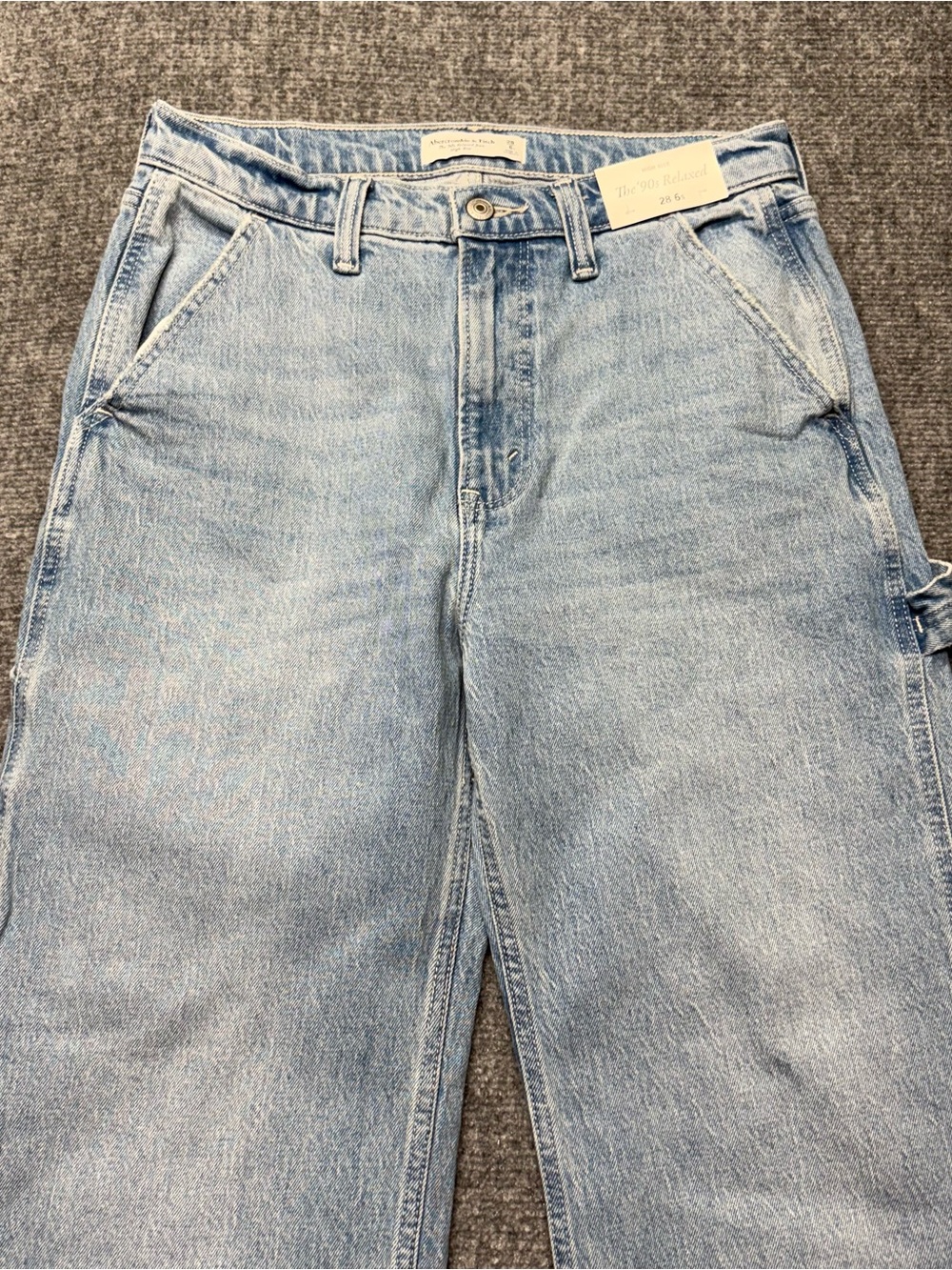 Abercrombie Fitch Jeans Womens 28/6S Blue 90's Relaxed High Rise Carpenter NEW - Picture 11 of 14